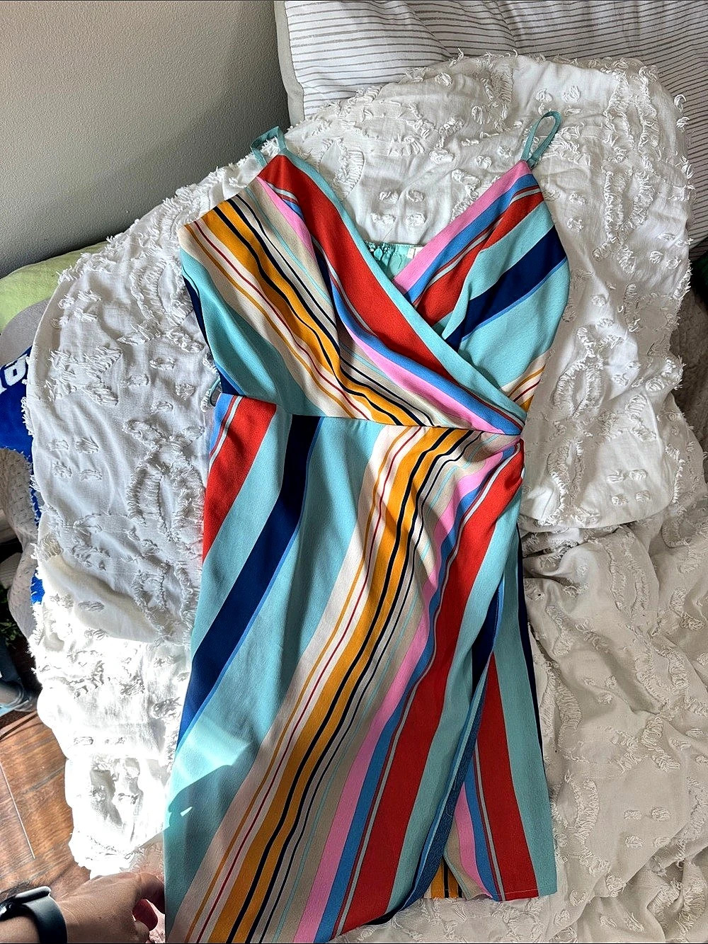 Essue Striped Mini Dress Blue & Pink Small
